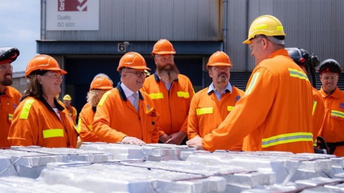 Australia’s Prime Minister Anthony Albanese at the Tomago aluminium smelter in New South Wales last week.