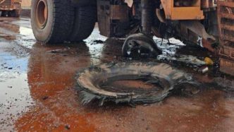 Freak weather event bursts a tyre and causes minor