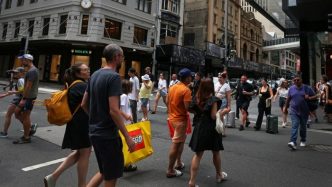 Pedestrians on Market Street in Sydney