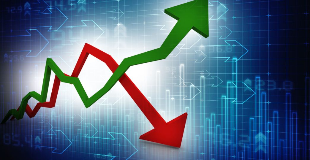 Tangled red and green profit barometers