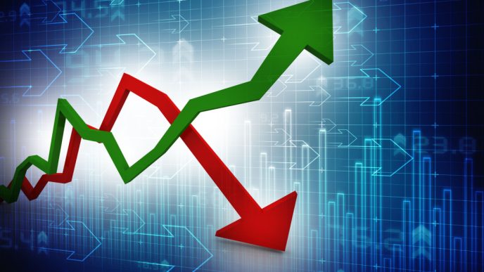 Tangled red and green profit barometers