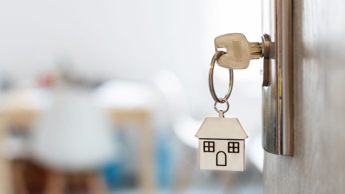 Key in door of residential housing